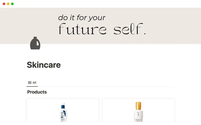 Notion Skincare Template